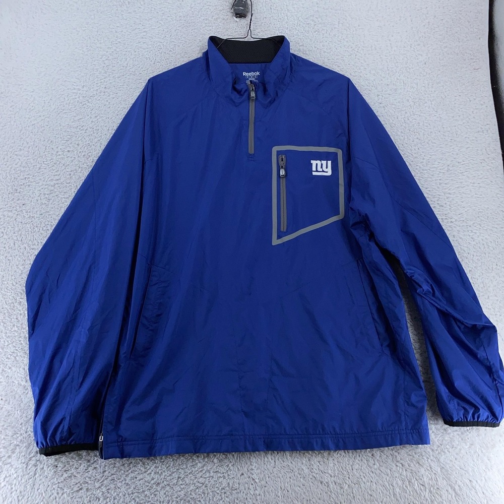 New York Giants Reebok Windbreaker Jacket Pullover‎ Mens XL NFL Football 1/4 Zip